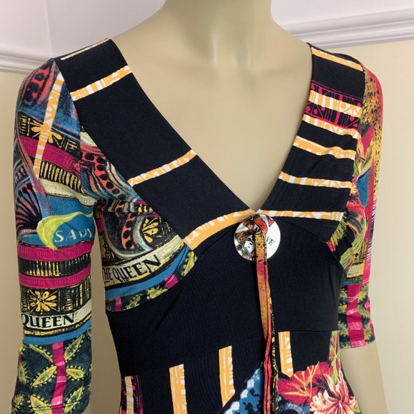 Save the Queen made in Italy Beautiful multicolor Poly Spandex Tunic Top S - Picture 4 of 16